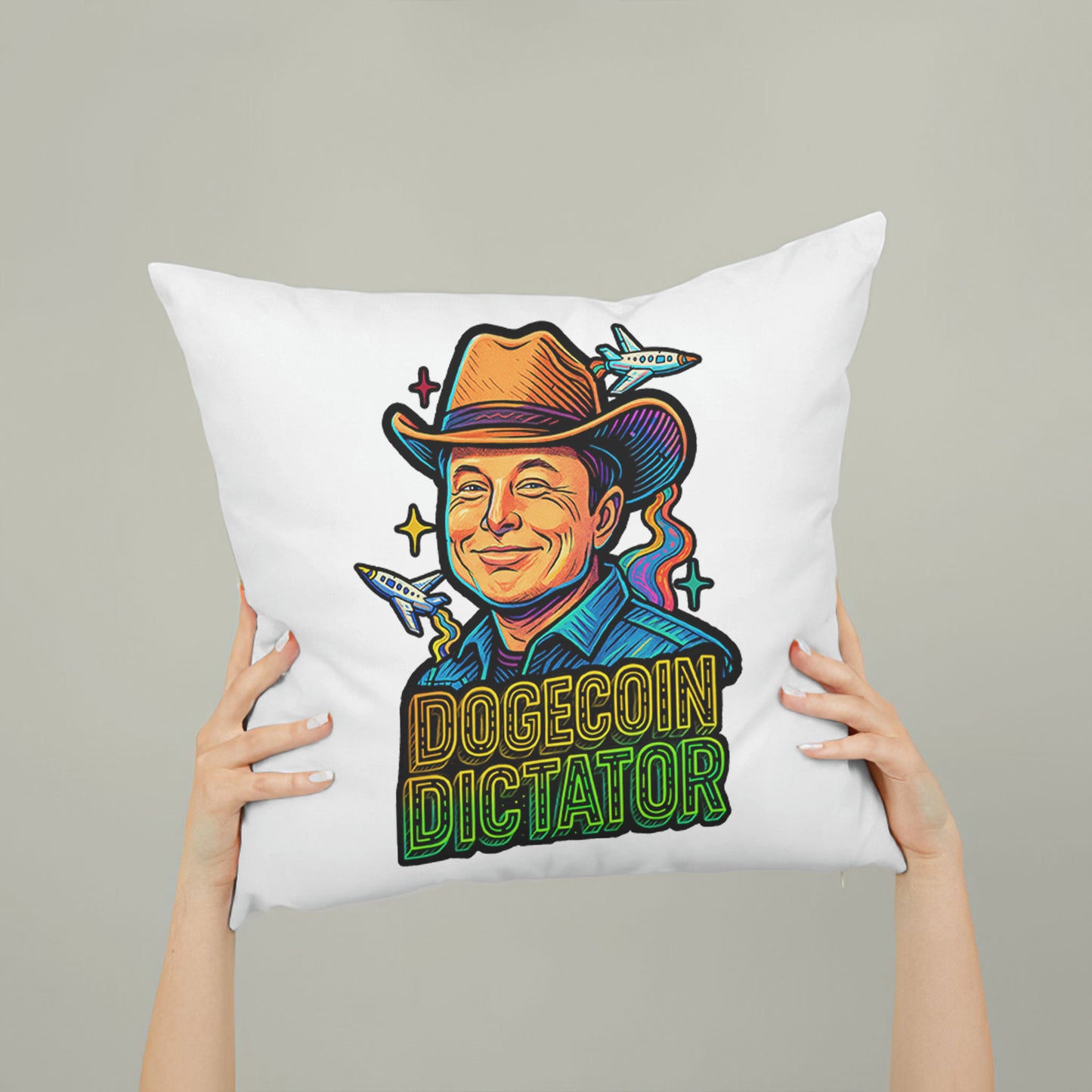 Funny Elon Mood Dogecoin cartoon throw pillow