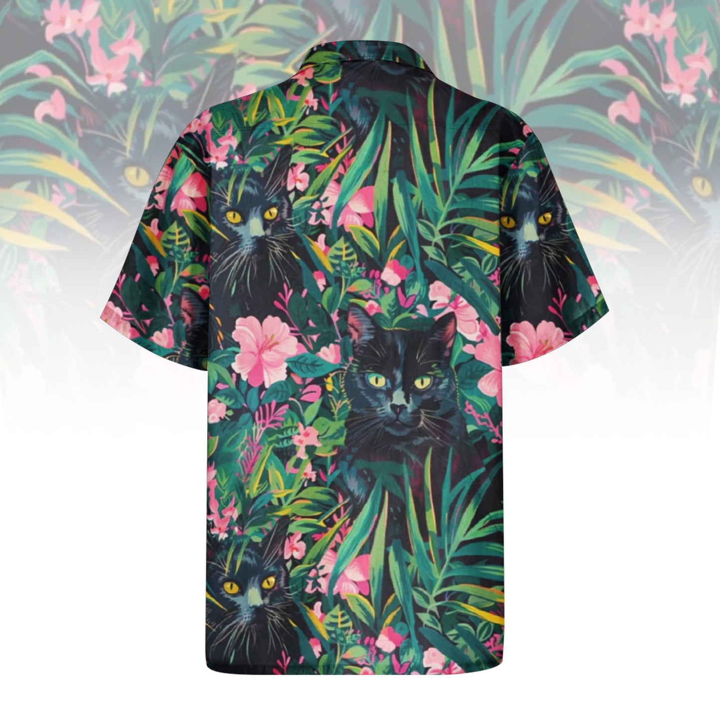 Mystical Midnight Cat Hawaiian Shirt for Men & Women with intriguing black cat face print