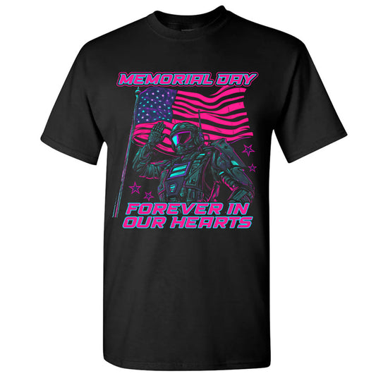 Memorial Day Tribute Tee – Forever in Our Hearts – Cyber Retro Style