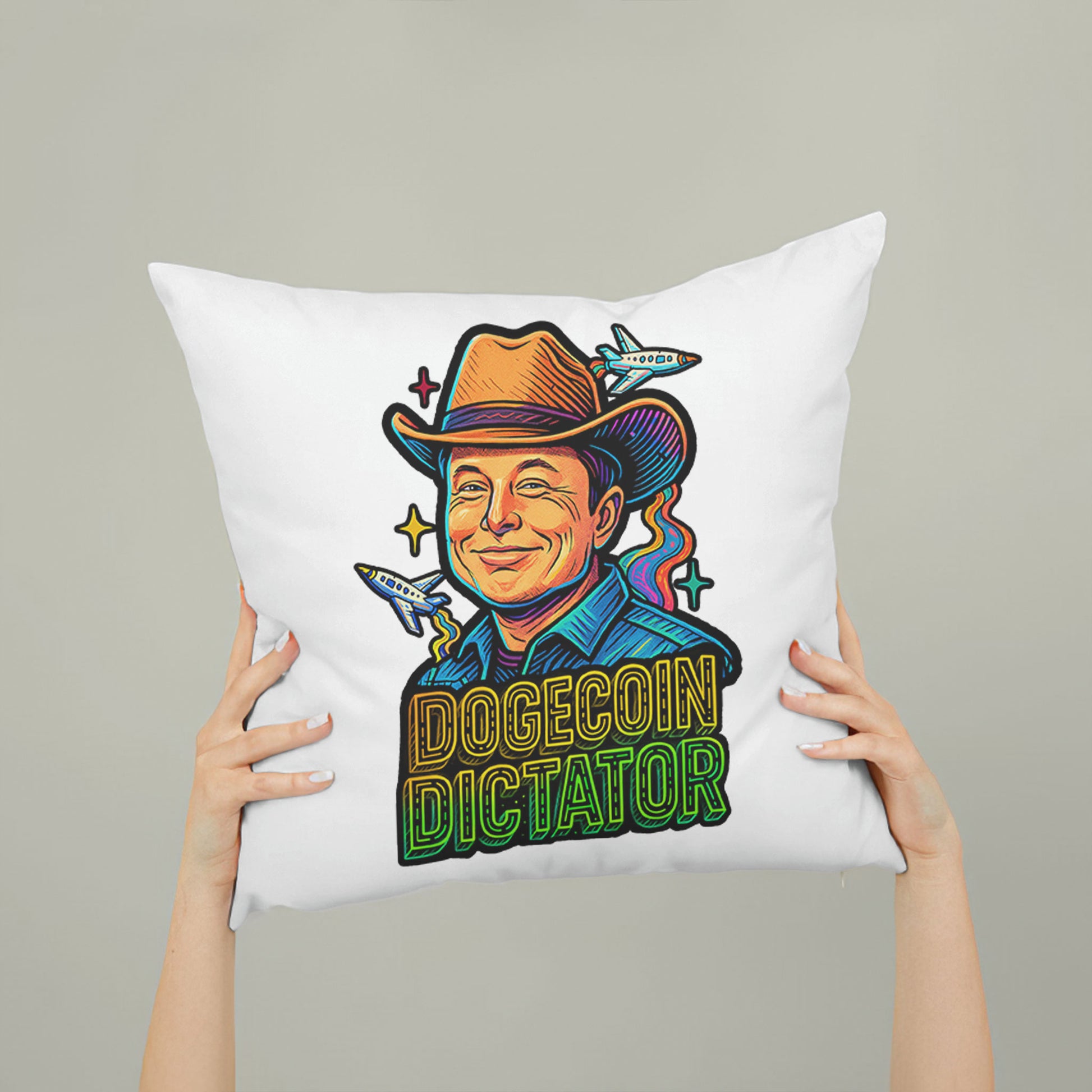 Funny Elon Mood Dogecoin cartoon throw pillow