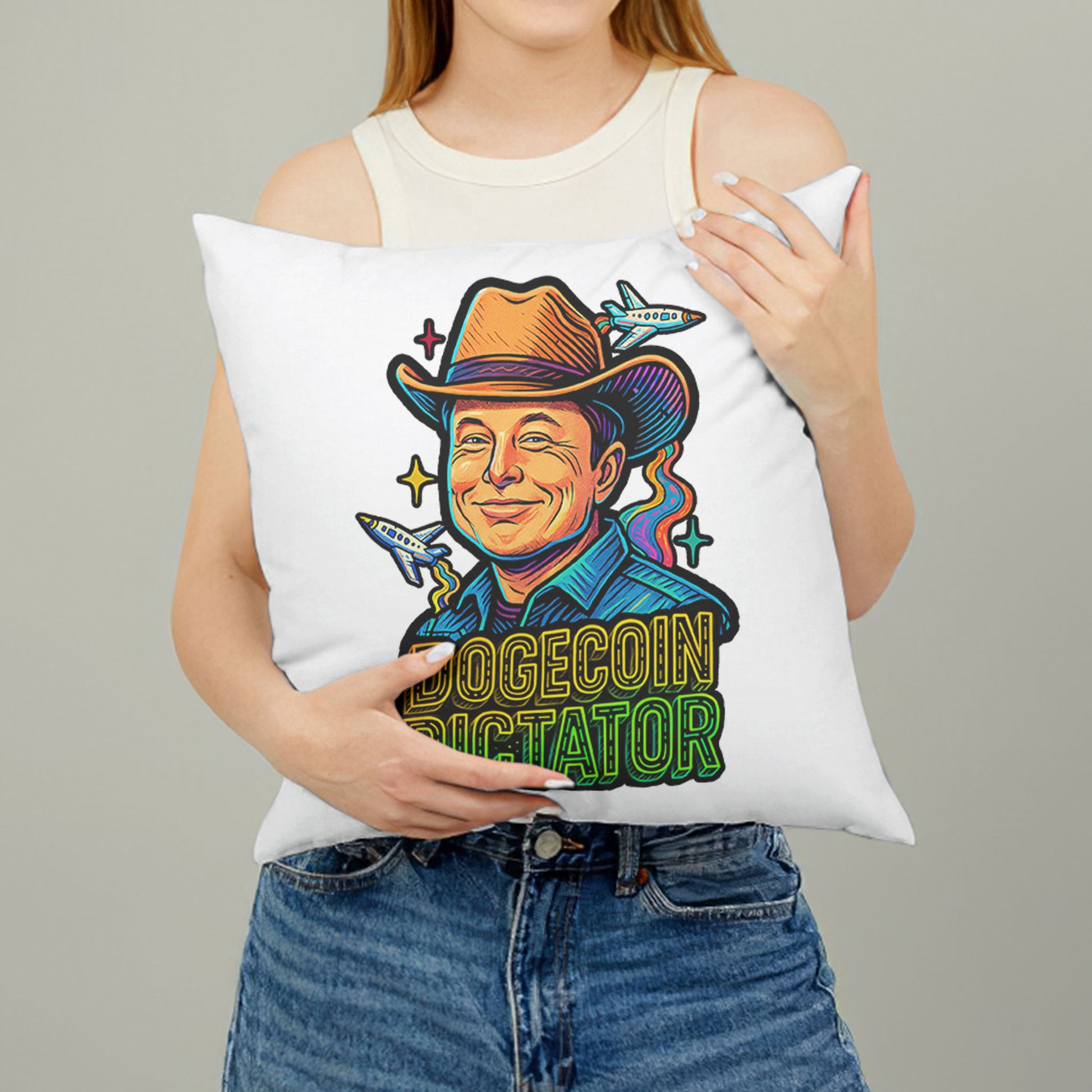 Funny Elon Mood Dogecoin cartoon throw pillow