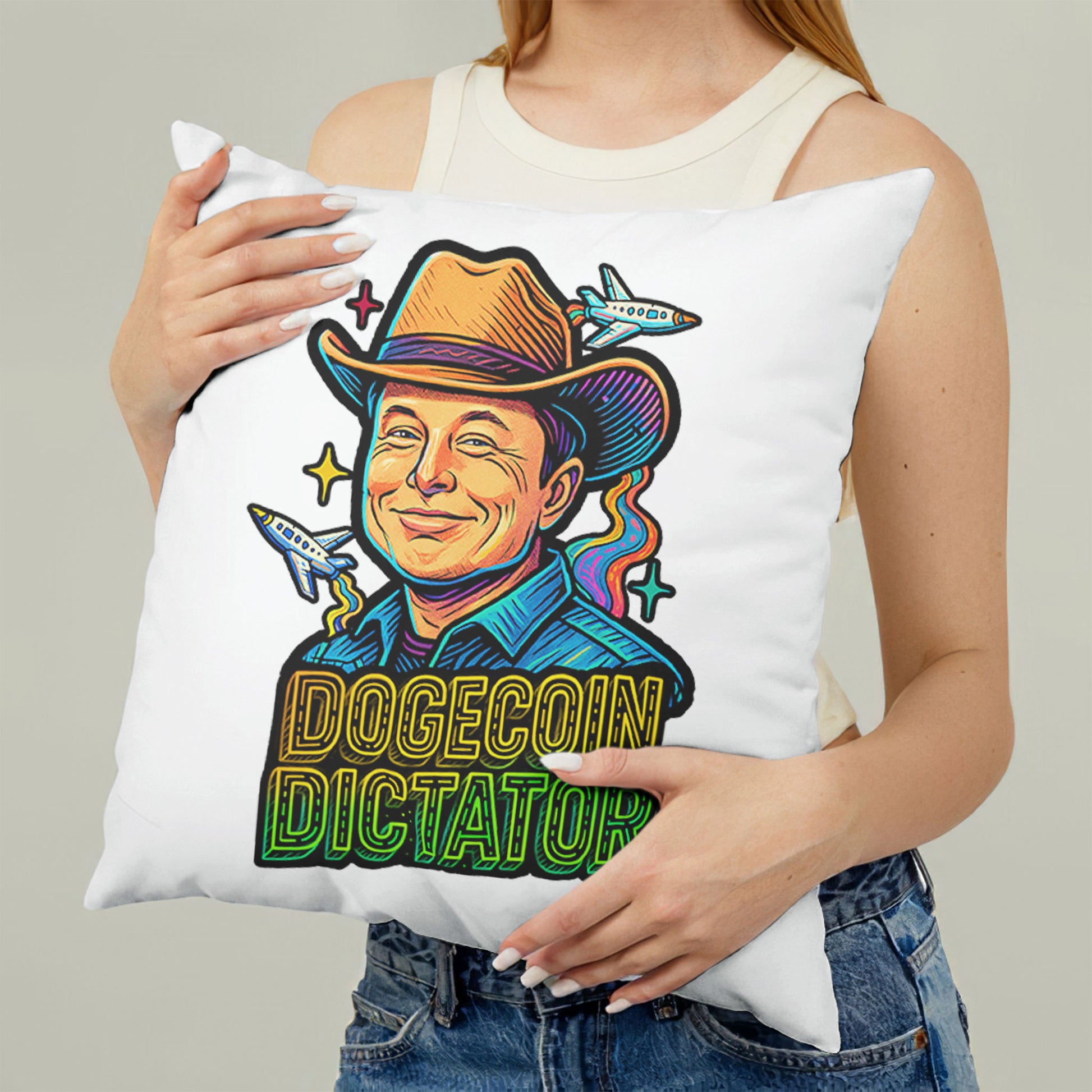 Funny Elon Mood Dogecoin cartoon throw pillow