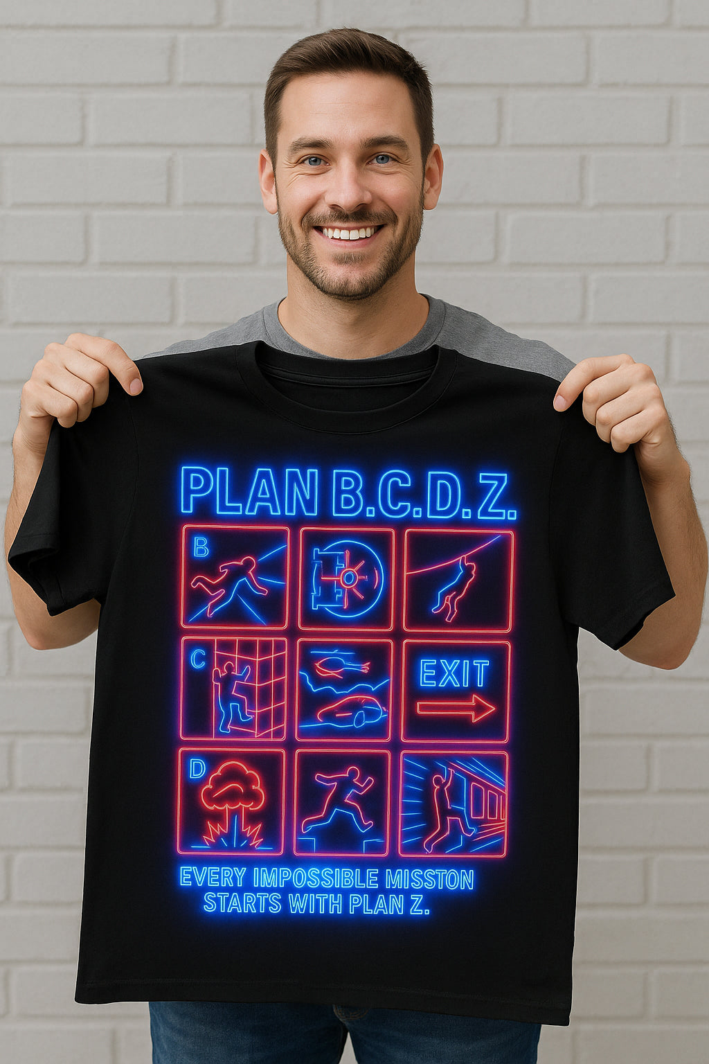 Neon Tactical Mission Plan B.C.D.Z Unisex T-Shirt