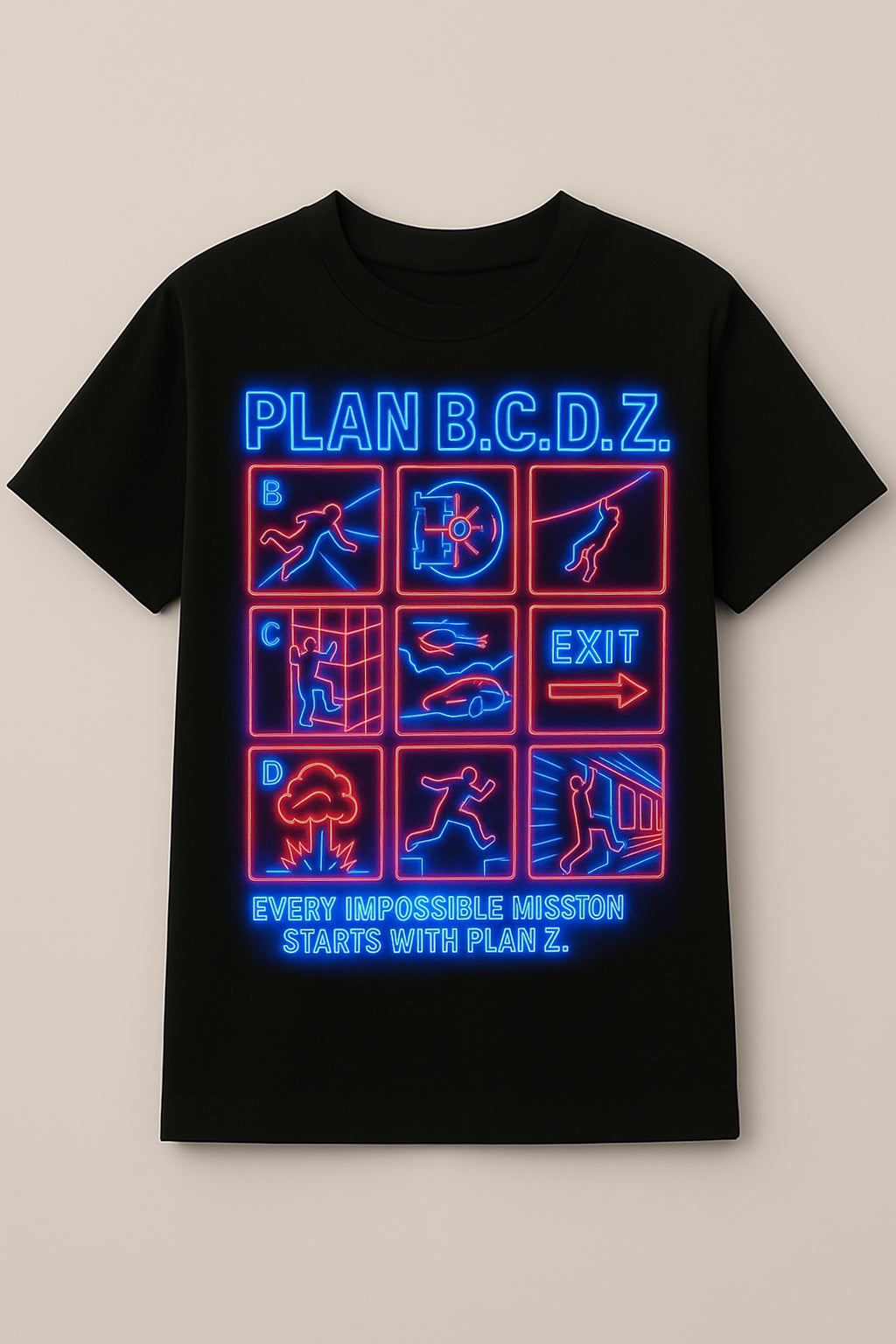 Neon Tactical Mission Plan B.C.D.Z Unisex T-Shirt
