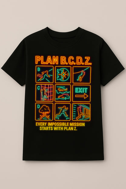 Plan B.C.D.Z Tactical Neon T-Shirt – Bold & Unique Mission-Inspired Design