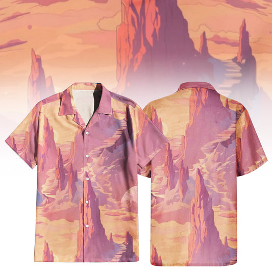 Sedona Sunset Peaks Hawaiian Shirt for Men & Women with vibrant desert landscape print
