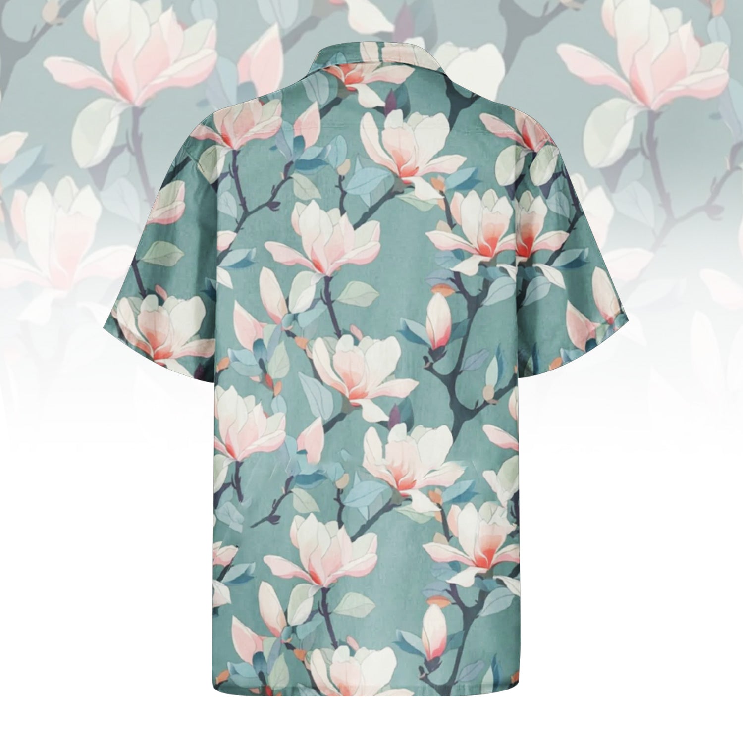 Serene Magnolia Blossom Hawaiian Shirt for Men & Women with elegant pink and white floral print